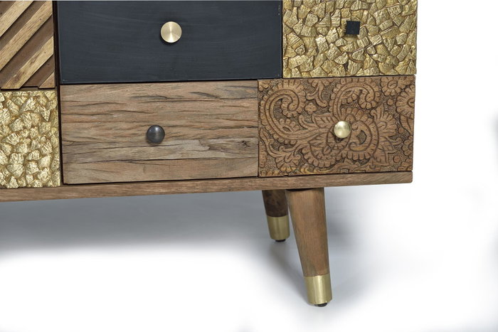 GINER Y COLOMER Aparador de madera de mango con detalles multicolor